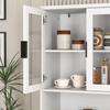 Tall Bookshelf with Tempered Glass Door and Adjustable Shelf, 4 Doors, Painted MDF Cabinet, White, Storage for Living Room and Bedroom