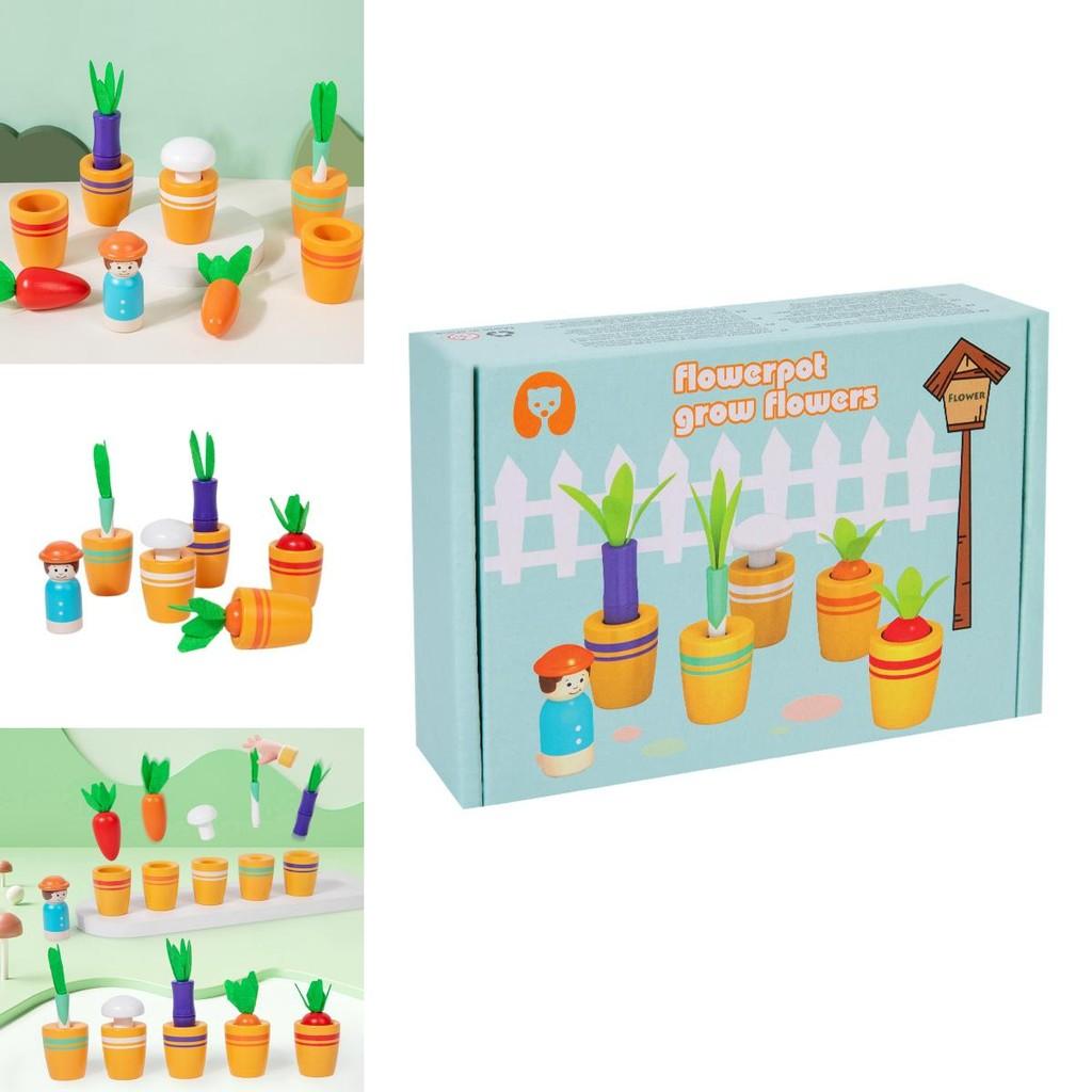 Wooden Educational Planting Toy Set With Color Recognition For Kids