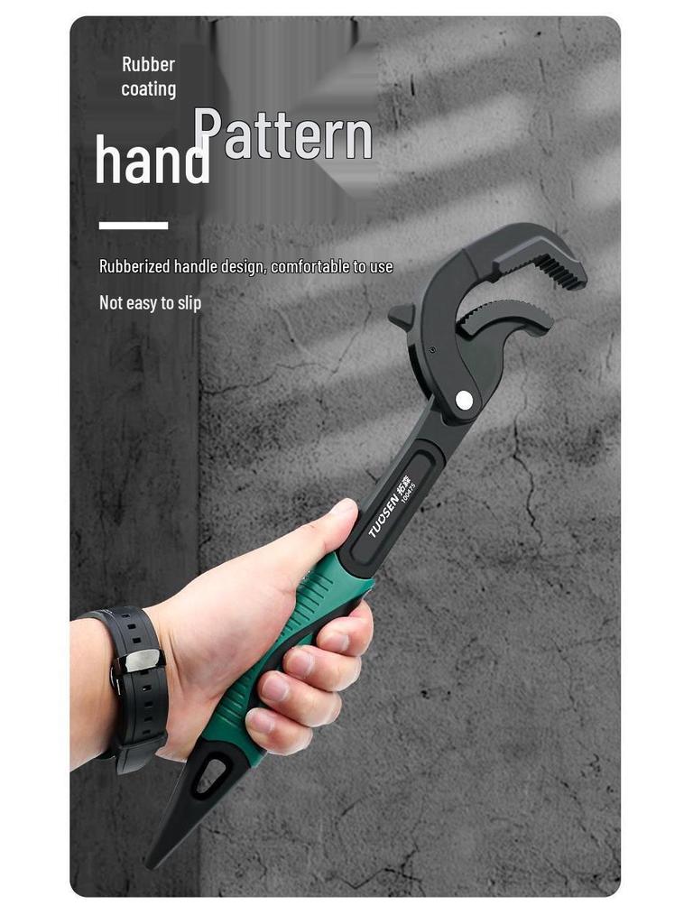 Tuosen Universal Adjustable Self-Locking Pipe Wrench with Large Quick-Open Jaw