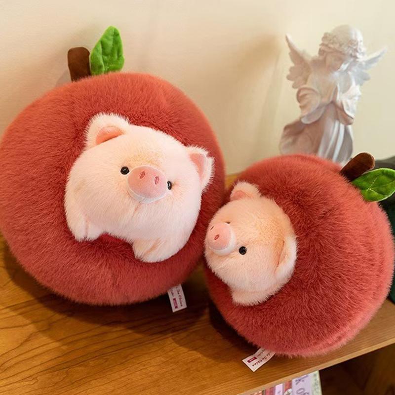 The  Able Apple Pig Plush Toy Doll Cute Pig Doll Detachable Throw Pillow Doll Gift Grabber Doll