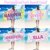 Personalized Flowers Beach Towels Girls Trip Custom Heart Wave Beach Towel With Name Summer Holiday Vacation Pool Camp Gift