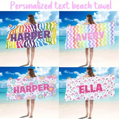 Personalisierte Blumen Strandtücher Mädelsausflug Individuelles Herz Welle Strandtuch mit Namen Sommerurlaub Ferien Pool Camp Geschenk