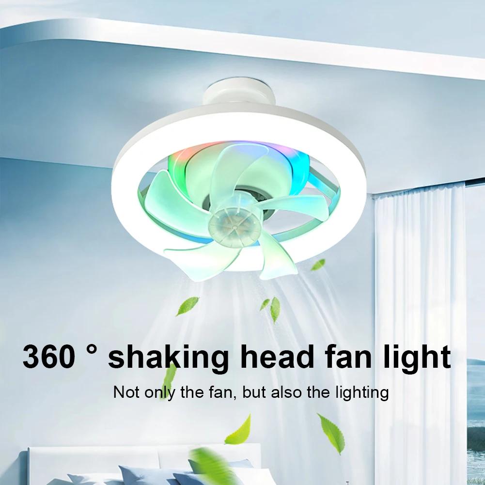 Ceiling Fan LED Lamp with E27 Base 3 Colors Dimmable/RGB Dimmable Socket Fan Lamp Remote Control for Bedroom Living Room Kitchen
