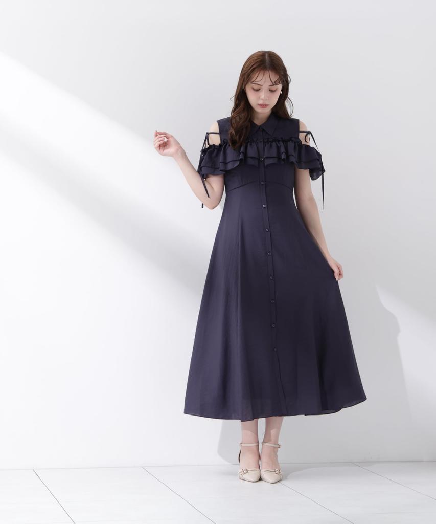 BODY Frill Shirt Dress [PROPOTION DRESSING] [Navy/M]
