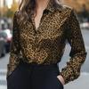 Cămașă Satinată cu Imprimeu și Mâneci Lungi pentru Femei - Noul Stil de Toamnă