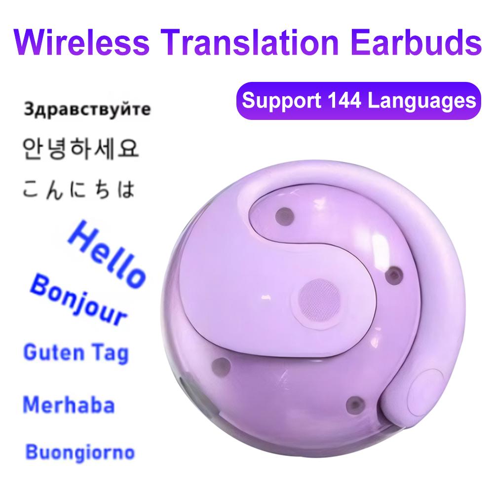 AI Translator Earbuds Bluetooth 5.4 Noise Cancelling Two-Way Voice Translator Ear Hook 144 Languages Translation Earphones