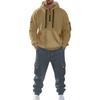 Men's Solid Color Casual Suit Loose Sports Hooded Sweatshirt With Pockets Multi Pocket Overalls Suit
