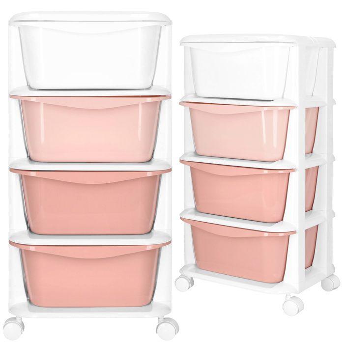 Springos® Meuble De Rangement Pour Enfants À Roulettes 4 Tiroirs Plastique