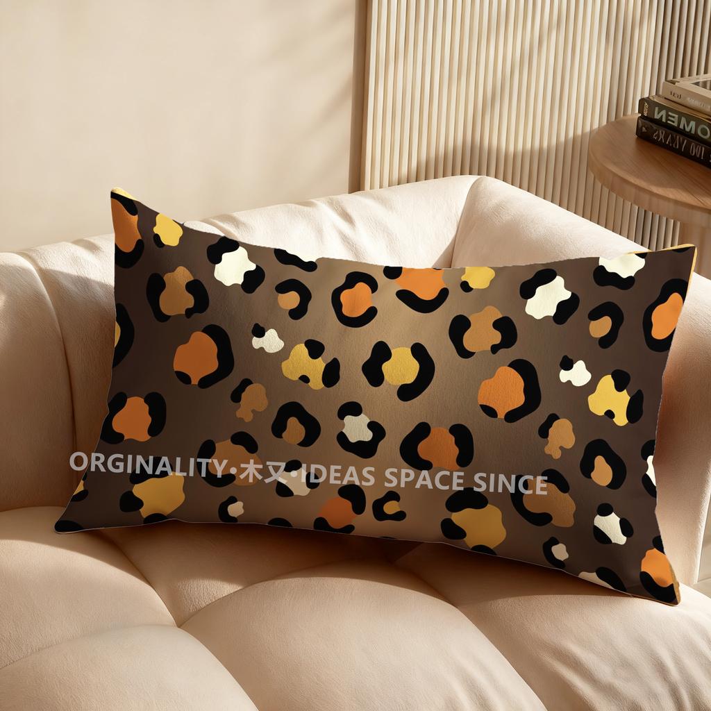2D Leopard Skull Pattern Pillow Cover Suitable For Sofa Bedroom Car Pillow Cover Cushion Rectangular Back Cushion