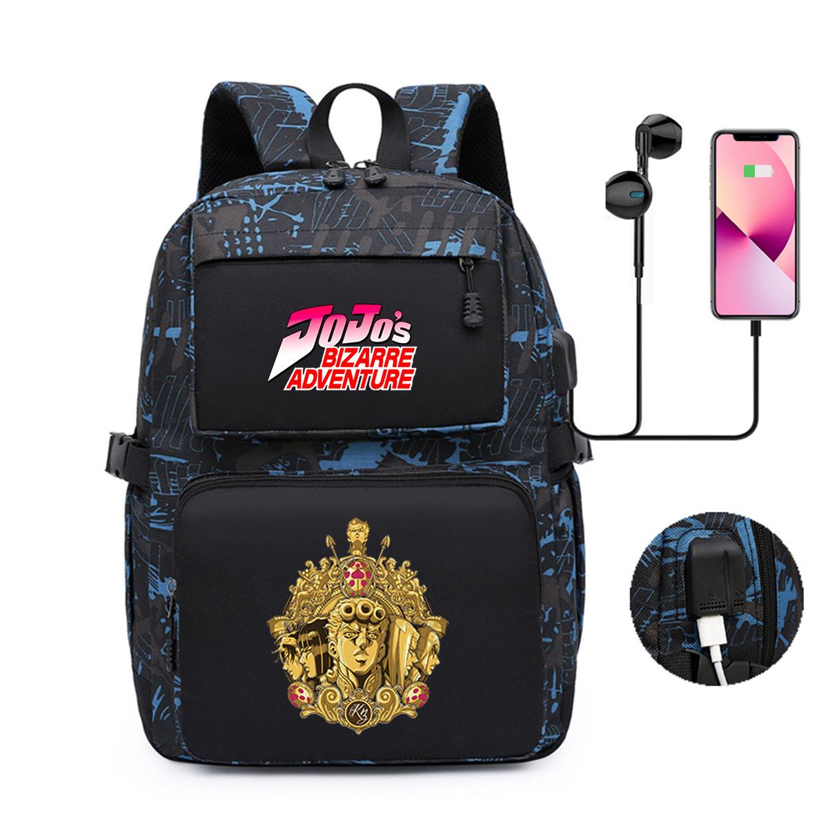 

Adventure Peripheral Cartoon School Bag Printed Backpack Usb Large Capacity Computer Bag Jojo s bizarre adventure backpack
