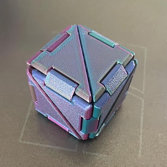 3D Printed Stress Relief Cube Toy Brain Teaser Deformable Puzzle Cube Desk Toy Teens Adults Calming Decompression Flipping Sensory Toy
