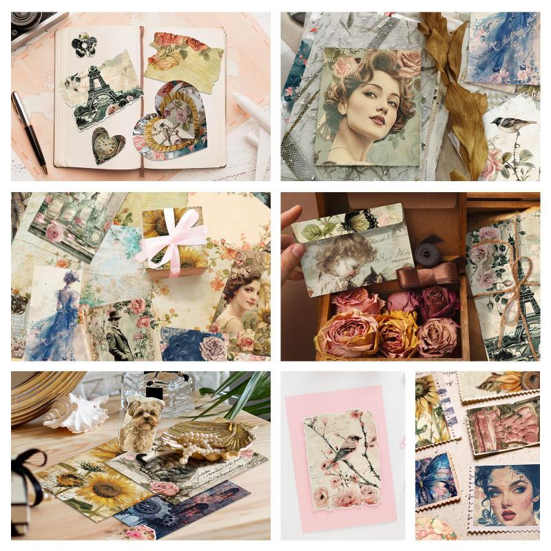 Retro-Style High-Quality Paper Background Materials Retro English Poster Paper for Handmade Journals DIY Collage Decorative Back