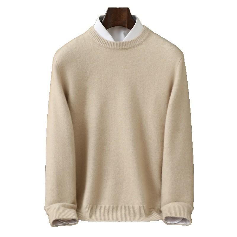 Winter Cashmere Shirt Men'S Thickened Crew Neck Sweater Simple Casual Warm Men'S Wool Knitted Bottoming Shirt