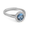 London Blue Topaz Halo Pave Engagement Ring - 925 Sterling Silver