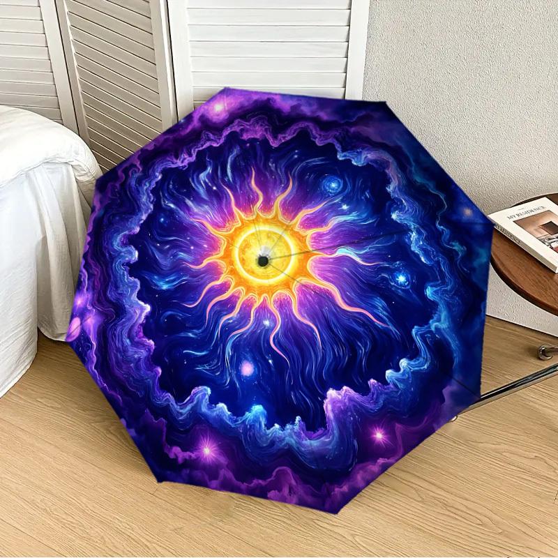 1pc Cosmic Mandala Automatic Folding Umbrella, Heavy-Duty 8-Rib Construction, Perfect for Everyday yy251114114