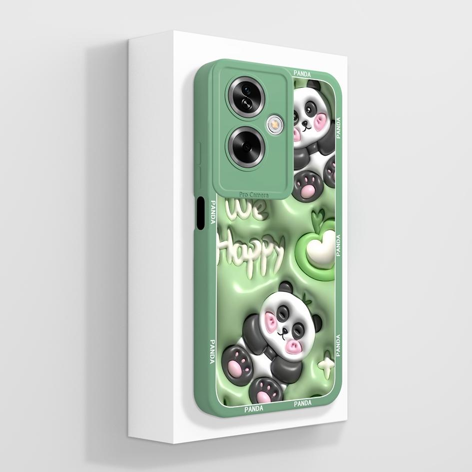 For OPPO A79 A77 A77s A78 A83 A91 A92 A93 A93s A94 A95 A96 4G 5G Phone Cases Lovely Panda Kitten Pattern Liquid Silicone Anti Slip Shell For OPPO Capa