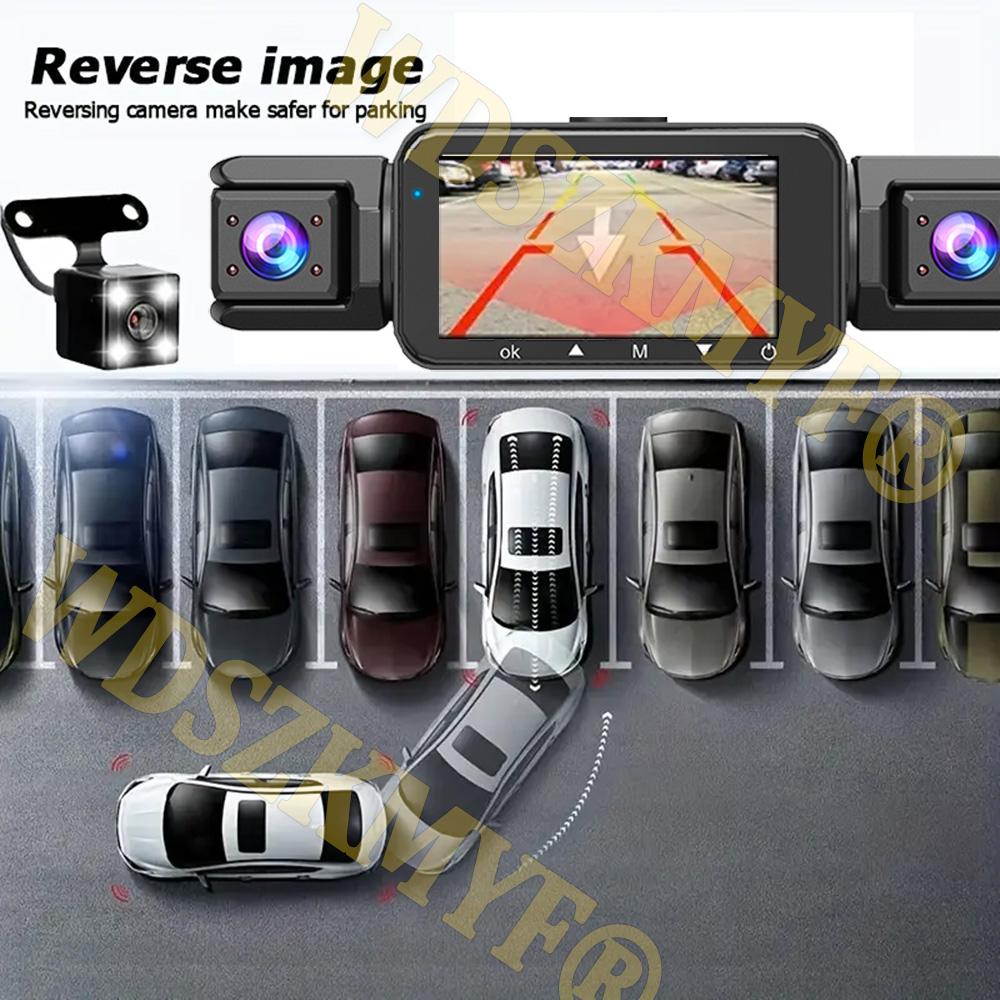360° Car Dash Cam 4 Channels 1080P Car DVR 3/4 Lens Video Recorder Front Inside Rotatable and Rear View Night Vision Black Box