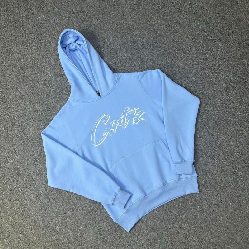 Corteiz Vintage Bluza z Kapturem Oversize z Nadrukiem Gwiazd Zestaw Joggerów Męski Streetwear Codzienny Strój