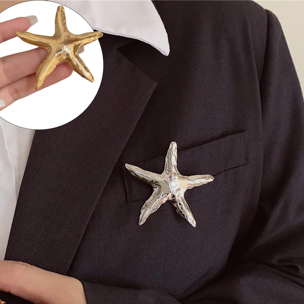 Corsage Pin Starfish Shape Brooch Unique Brooch Pin Clothing Brooch Alloy Texture for Friendship and Celebration