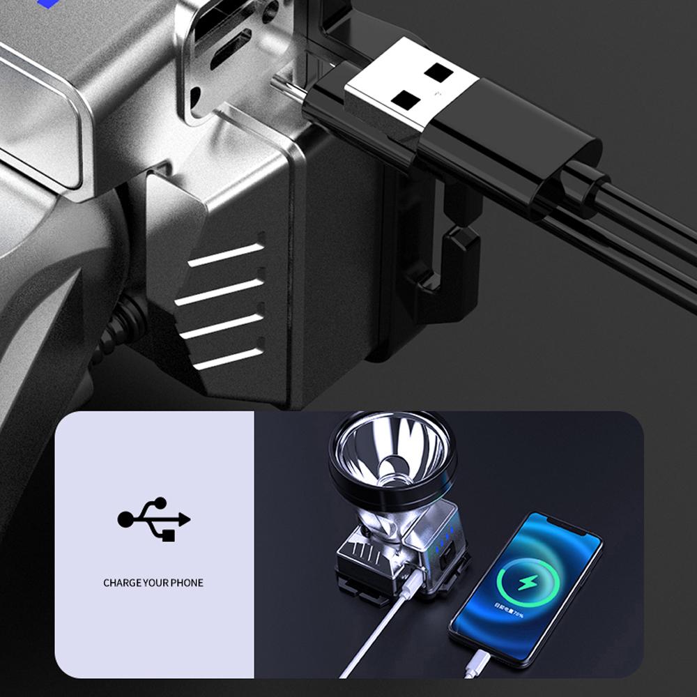 LED čelovka svítilna Dobíjecí vysoce jasná čelovka se 3 světelnými režimy podporujícími pohybový senzor