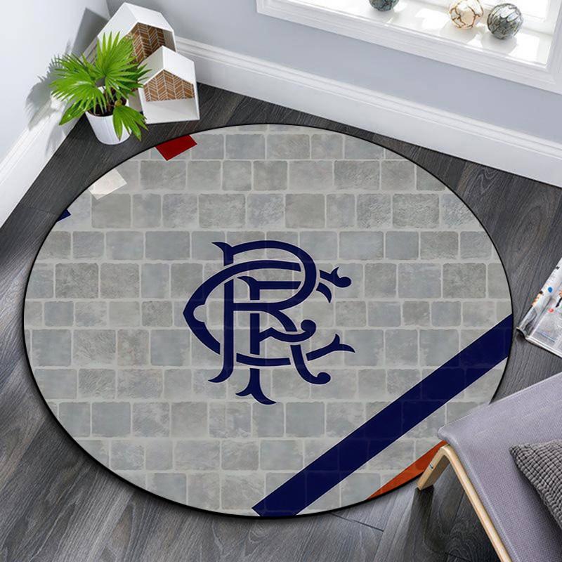 Rangers FC Round Area Rug,Carpet Rug for Living Room Bedroom Sofa Playroom Decor,Non-slip Floor Mat