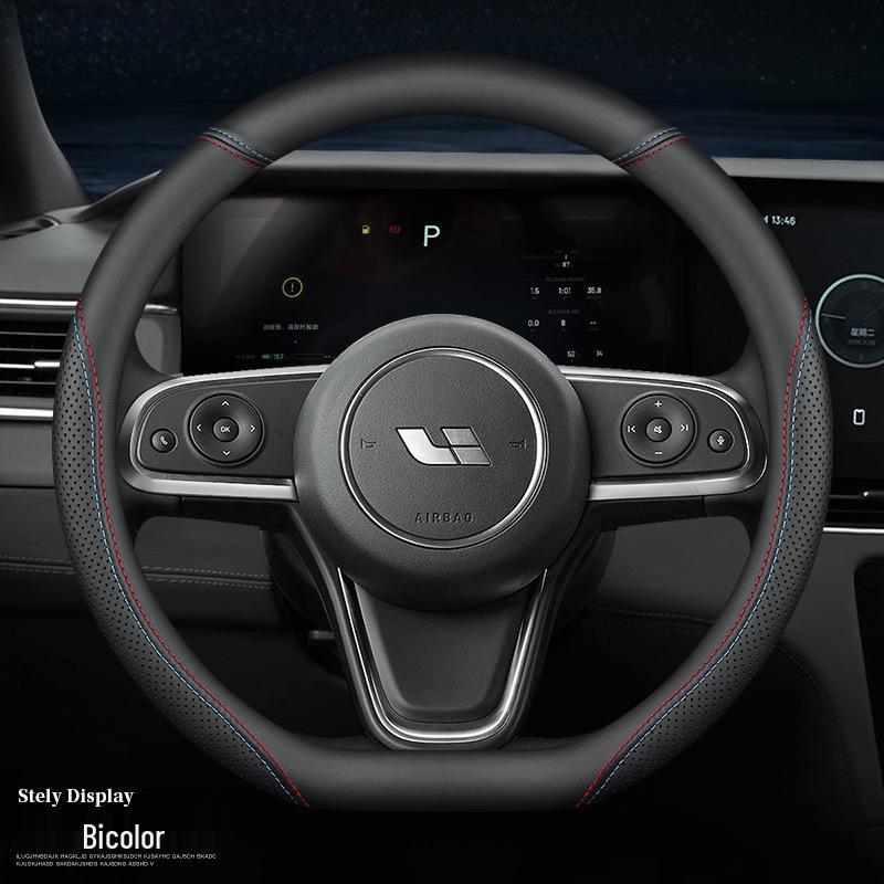 Ideal ONE Genuine Leather Ultra-thin Steering Wheel Cover, Anti-slip, Sweat-absorbent, Universal Fit for All Seasons, Winter Flip-up Design