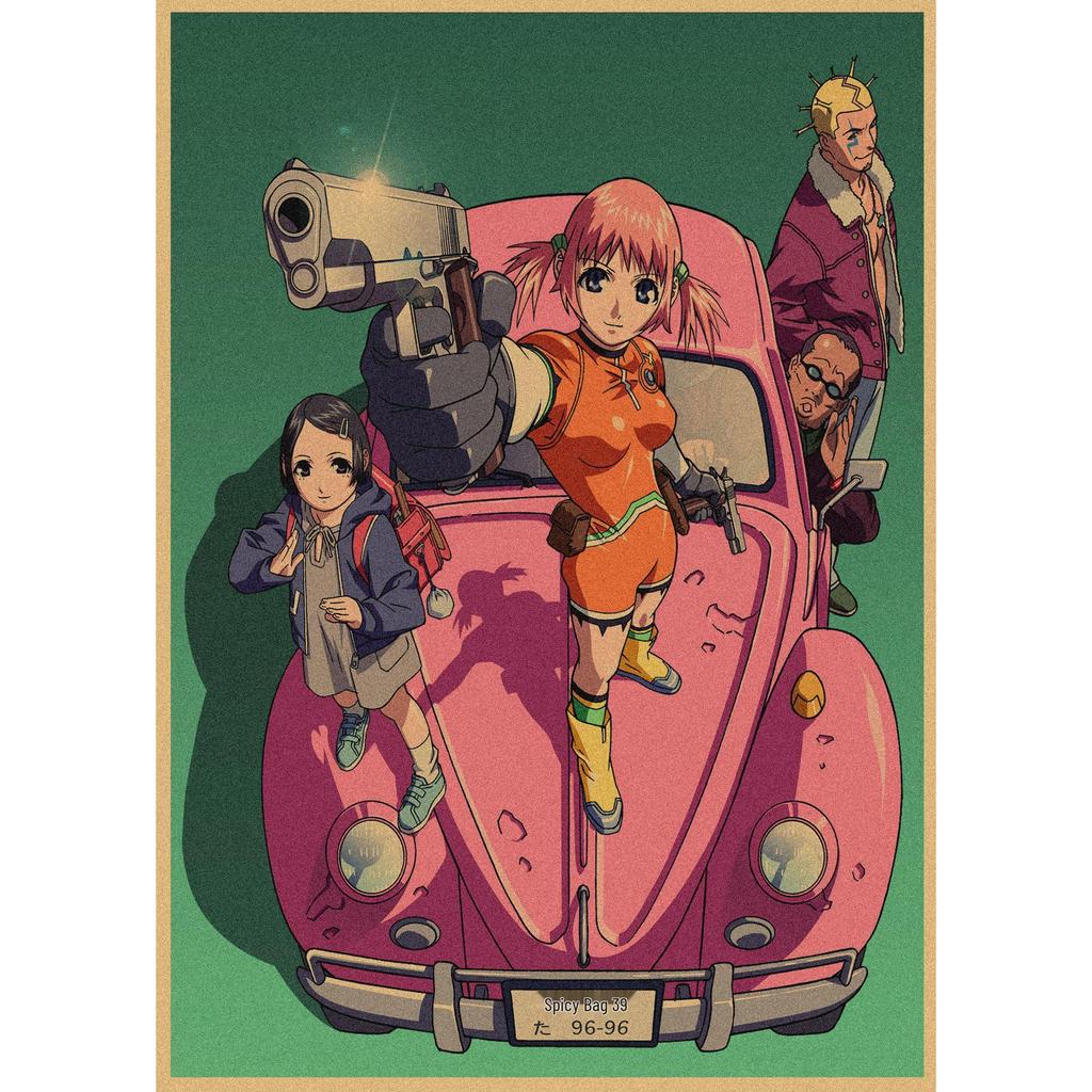 Retro Japanisches Anime Poster - Yasuomi Umetsus Killer Girl auf Kraftpapier Wandkunst Wandbild 262