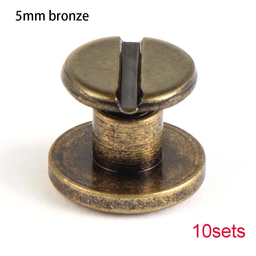10sets Useful 10mm Solid Screw Nail Rivet Double Flat Head Belt/strap Rivets Luggage Leather Metal Craft High Quality