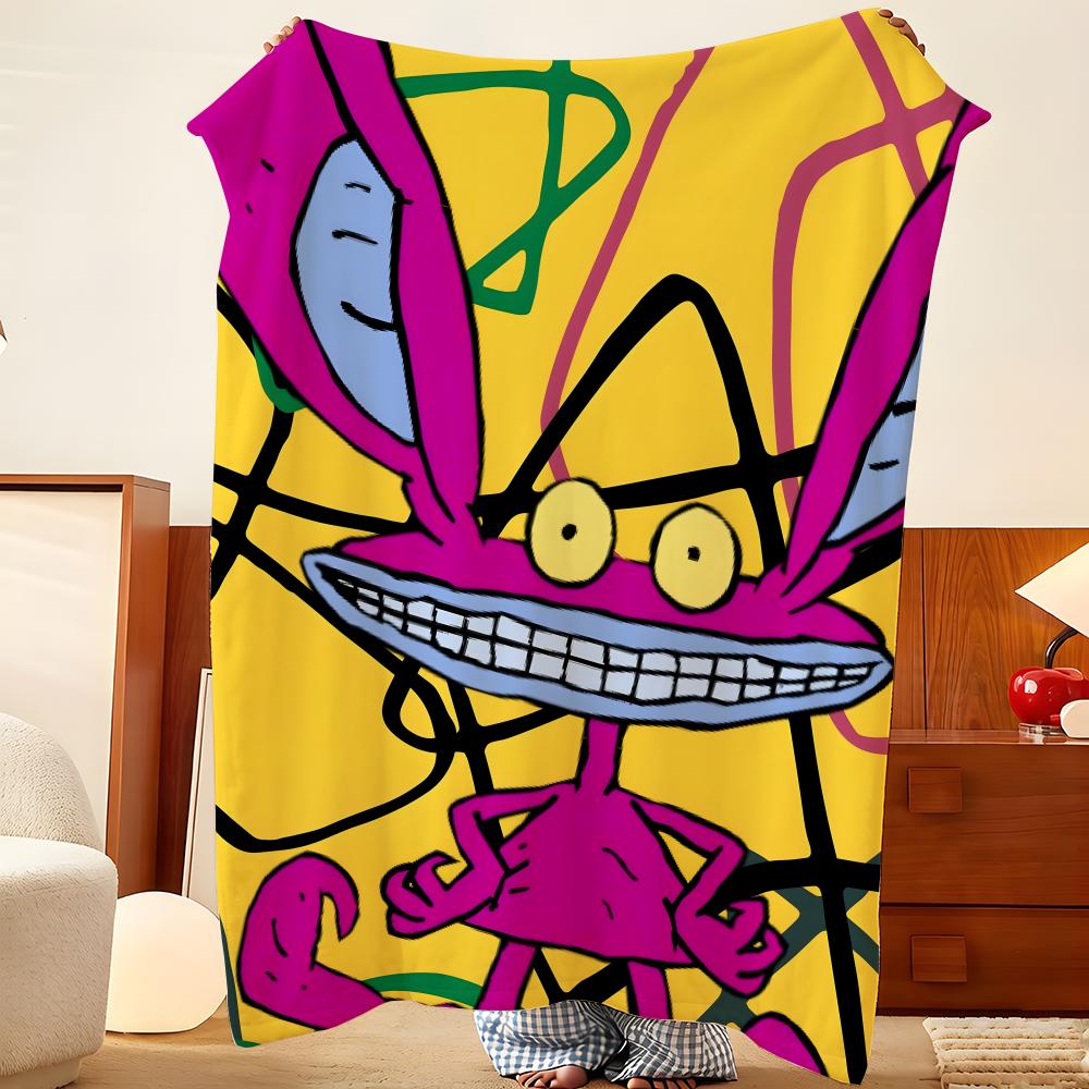 Cartoon A-Aaahh Real M-Monsters Throw Flannel Throw Blanket, Lightweight Cozy, Durable Washable Cute Cool