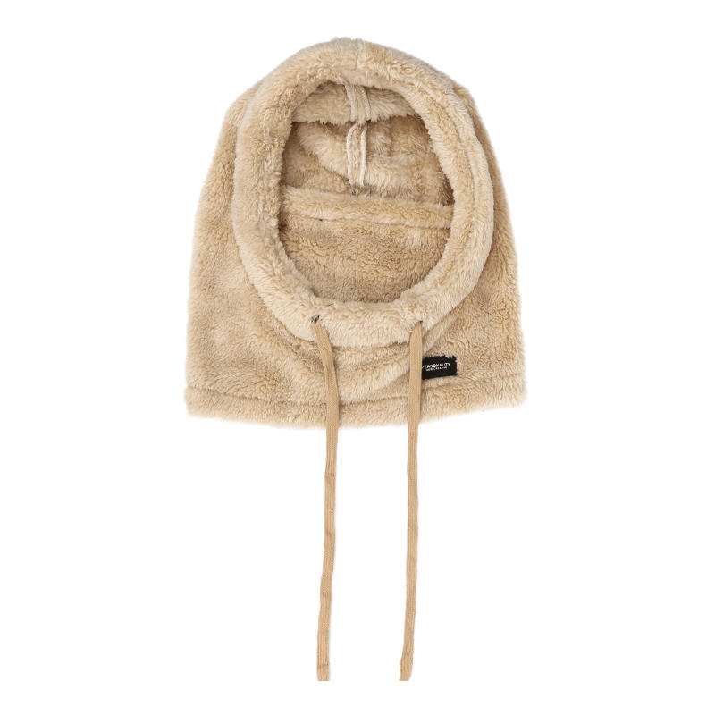 Women Winter Hood Hats Outdoor Cycling Windproof Cap Thermal Unisex Cold Proof Soft Plush with Face Mask Drawstring Warm Hat Drawstring Ski Mask Hat