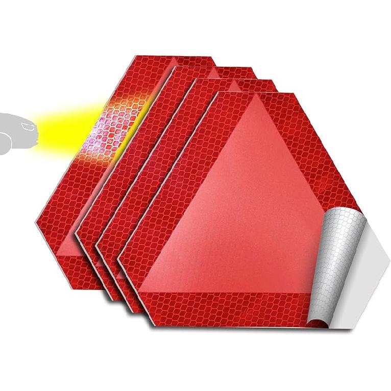 Slow Moving Vehicle Sign 2 Pack 7" X 8" Diamond Grade Reflective Slow Moving Vehicle Triangle Sticker