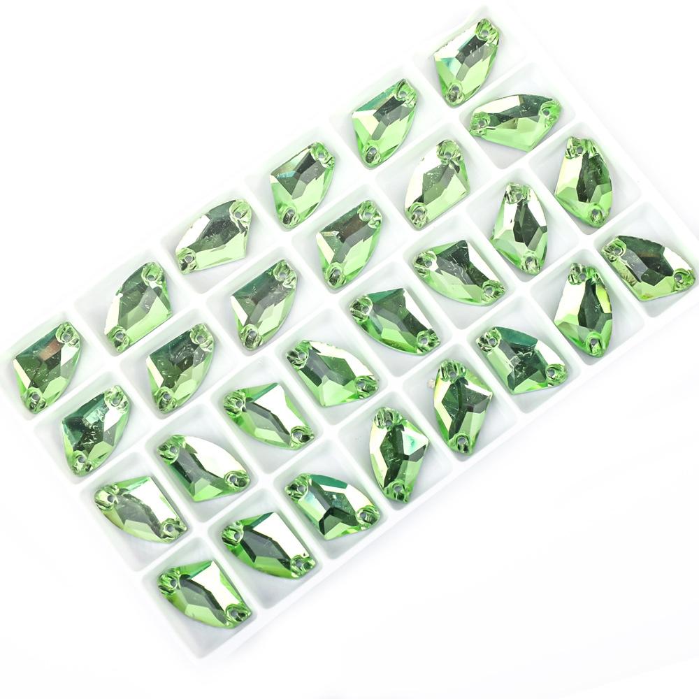 Weichen Flat Bottom Double Hole Color Axe Shape Hand Sewn Buckle Glass Rhinestone Diy Dress Wedding Dress Accessories