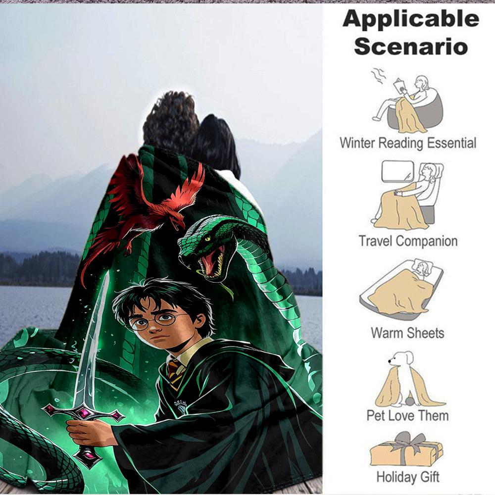 1pc Harry Potter Blanket Lightweight Flannel Throw For Sofa, Bed, Travel, Livingroom, Office, Couch, Chair, And Bed