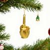 Julmittenfingerdekoration Rolig handgest Julgransprydnad Fräck Gyllene Mittenfinger Hängande Dekoration Skämtpresenter för Vuxna
