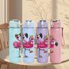 1PC Tropical Flamingo Art 750ml Color Plastic Sports Water Bottle Leakproof Flip Straw Lid Suitable for Sports Office Home Use