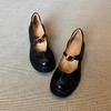 Rindslederversion~ Mary Jane kleine Lederschuhe Retro runde Zehenpartie Metallschnalle dicke Sohle flacher Ausschnitt Pendeln vielseitig dicker Absatz Einzelne Schuhe