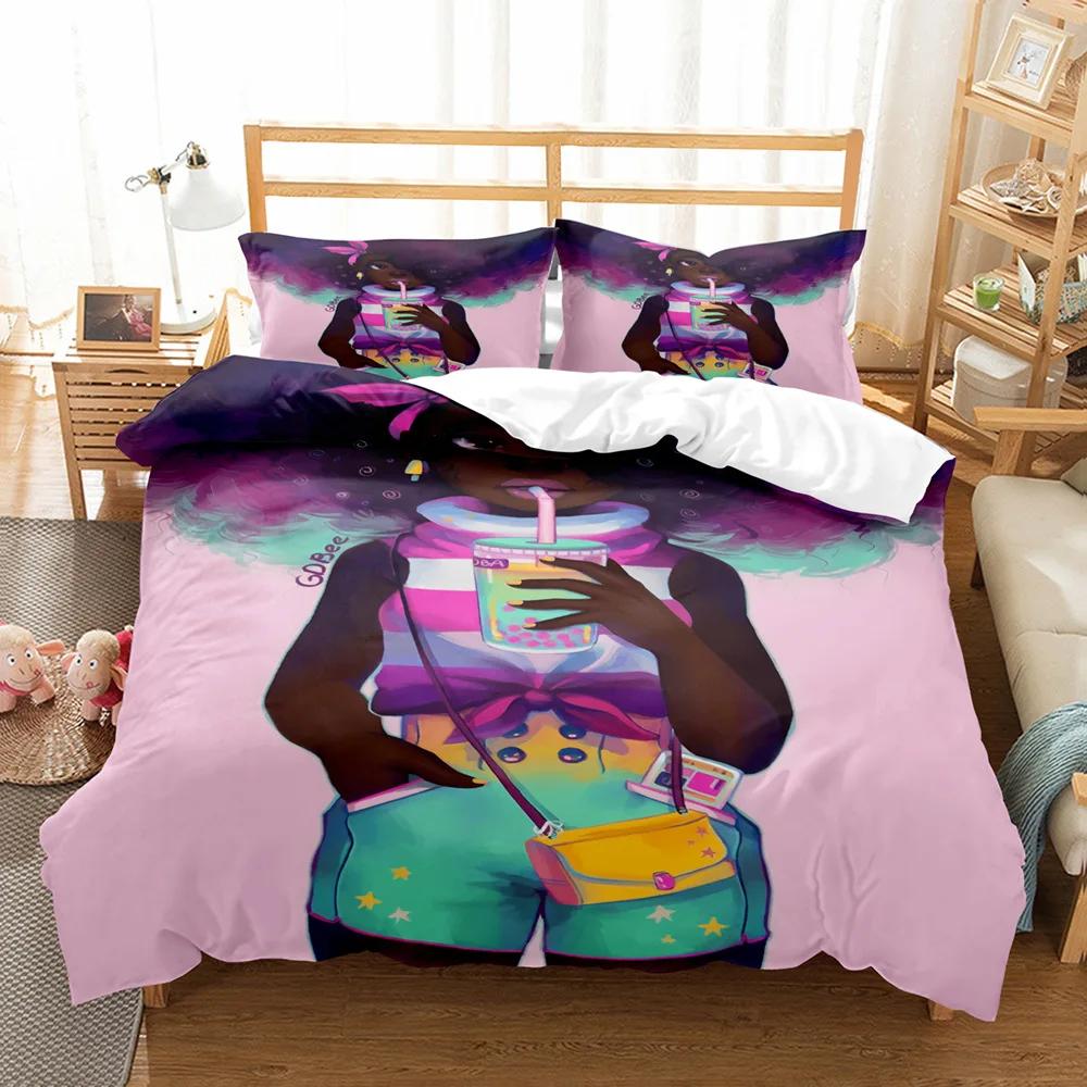 Bedding 3D Print Fashionable African Girl Comforter Bedding Sets Duvet Cover Pillowcases Double Single Bed Jogo De Cama Casal
