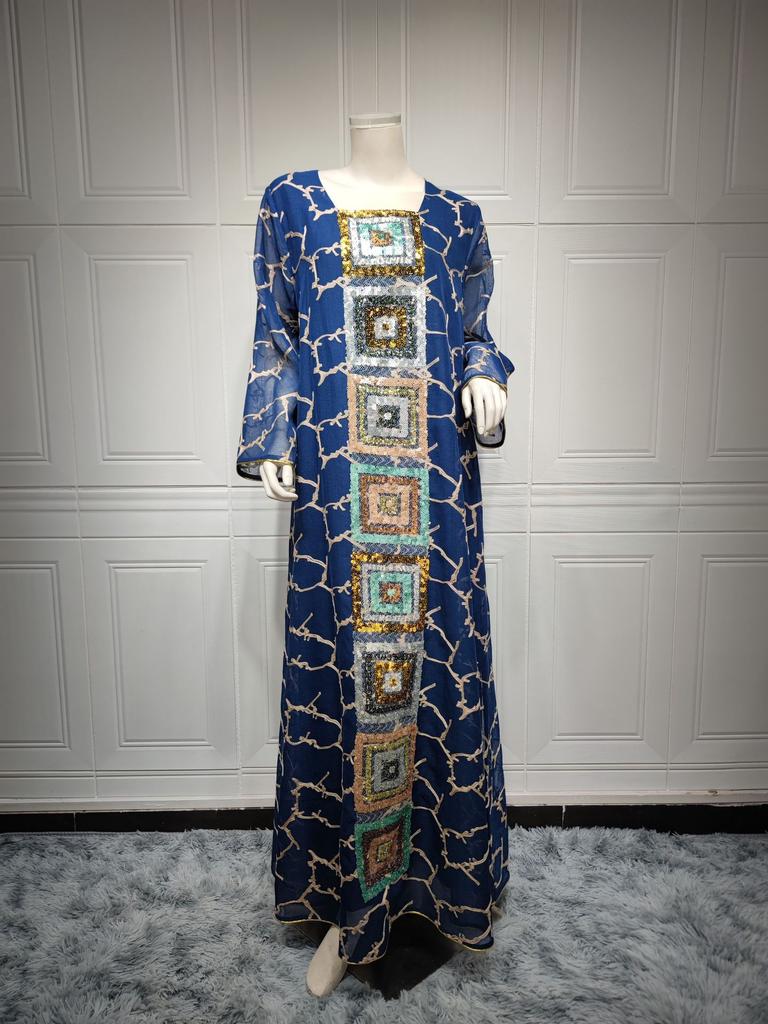 Muslim Women Embroidered Dubai Arabian Loose Dress Eid Robe