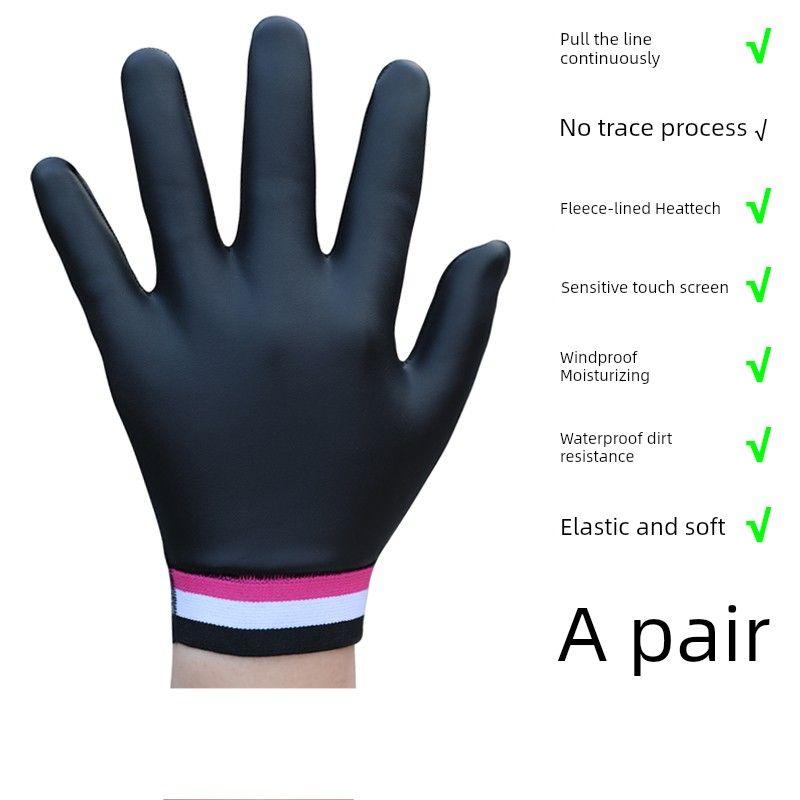 

Перчатки с сенсорным экраном для среднего и пожилого возраста из мягкой кожи, зимние мужские и женские для езды, на флисовой подкладке Heattech, ветрозащитные и защищающие от холода, фэн-шуй Leather gloves (pink) L-XL