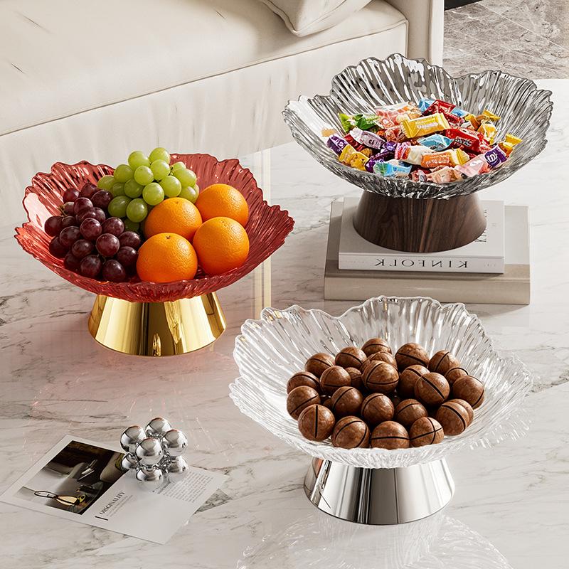 Elegant Crystal Petal Footed Fruit Bowl for Living Room