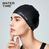 WATERTIME Silicone Swimming Cap, for Long Hair, Large Size, Ear Protection, High Elasticity, Comfortable, Black