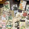 1book/50Pcs Literary Plant Flower Stickers Mini Book Mixed Patterns Waterproof Wear-Resistant Student Journal Special Supplies
