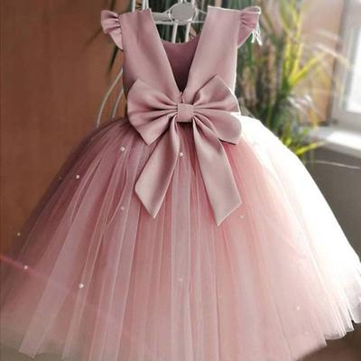 Summer Girls Princess Bow Flower Kids Wedding Dresses for Girls Clothes Baby Birthday Party Costume Children Clothing