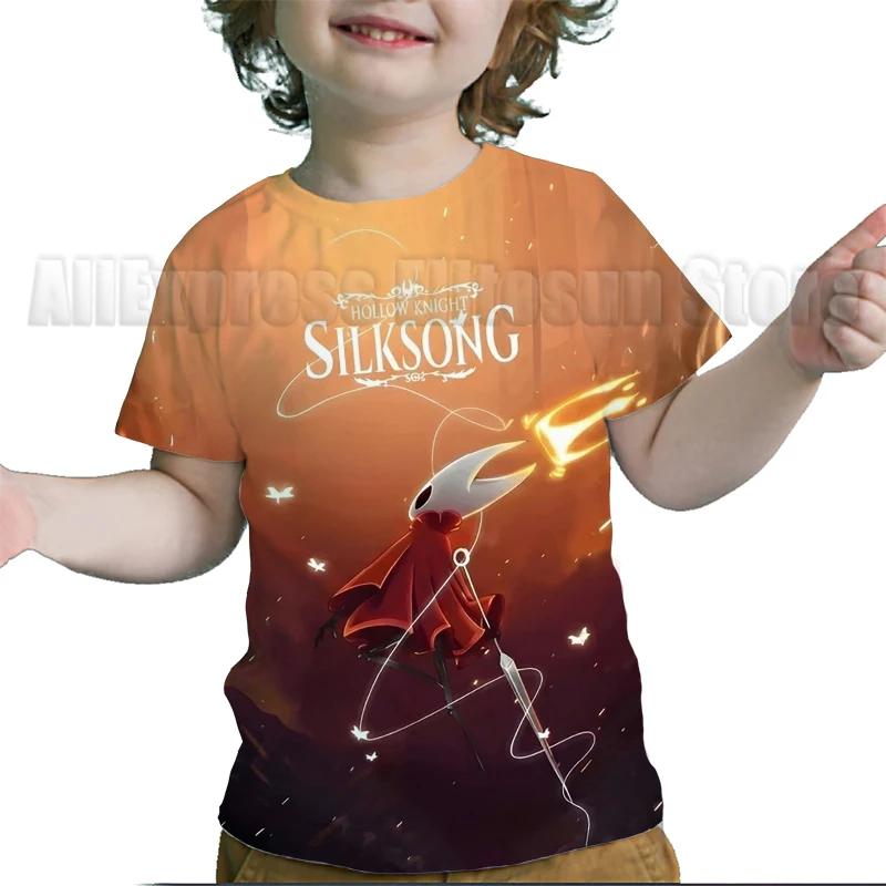 Kids Hollow Knight Silksong T-shirts Fridge Magnet Boys Girls T Shirts Child Cartoon Tshirt Camiseta Summer Toddler Tee Costume