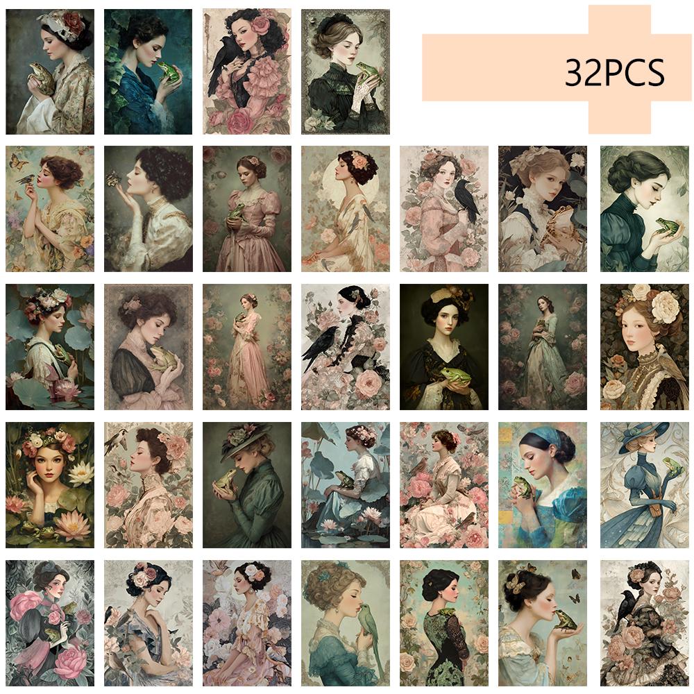 32 Stück, Froschkönig Postkarte, Märchen, Geburtstags-/Jubiläumsgeschenk, Sammlerstück, Geeignet zum Verschenken, Kann verschickt werden.