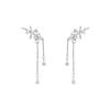 Long Fringed Zircon Earrings Light Luxury Niche Versatile Temperament Bow Stud Earrings