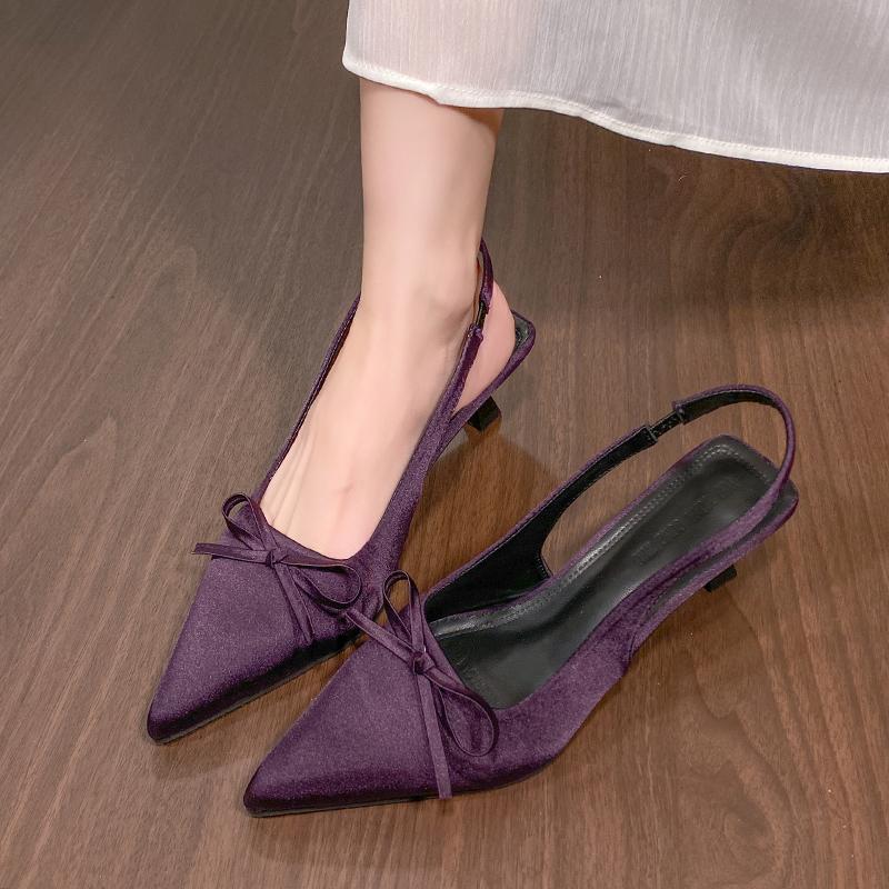 Fashion 2025 Summer Women Sandals Fashion Pointed Toe Butterfly-knot Shoes Ladies Elegant High Heels Party Club Sandalias