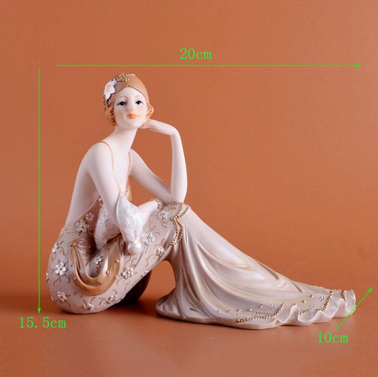 European Resin Statue Accessories Girl Beauty Character Home Livingroom Table Figurines Crafts Decoration Wedding Birthday Gifts