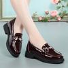 Women's Mary Jane Platform Shoes Round  Head Spring New Metal Chain Casual Soft Patent Leather Slip On Loafers