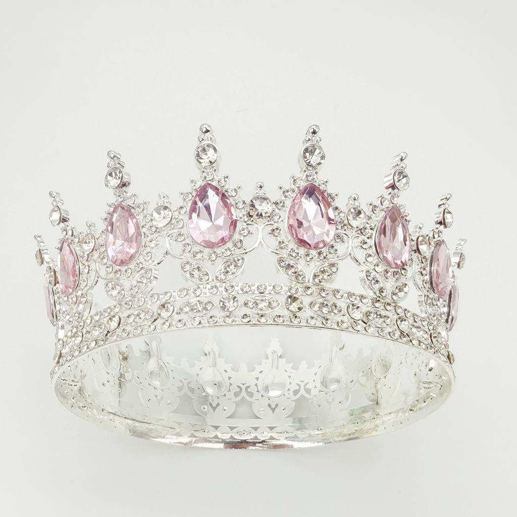 Full Circle Crown Tiara Colorful Baroque Retro Full Diamond Jewelry Wedding Accessories Crown Bridal Crown